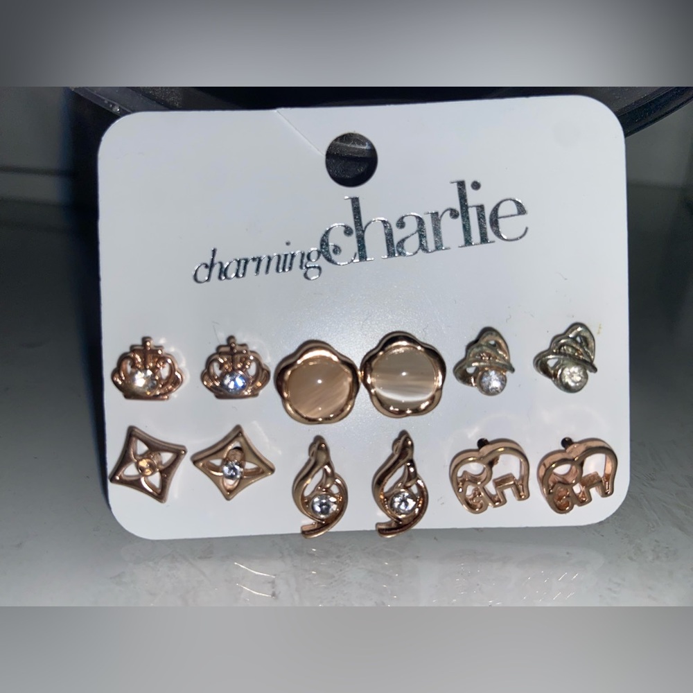 Charming Charlie Rose Gold Earrings Set (SIX PAIRS) NWT